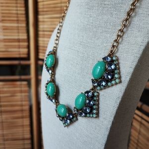Stella and Dot Rory Jade Jadeite Cabachon Tanzanite Opaline Rhinestone Necklace